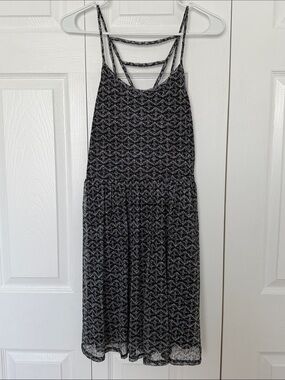 Xhilaration Black and White Lace-Pattern Cami Dress
